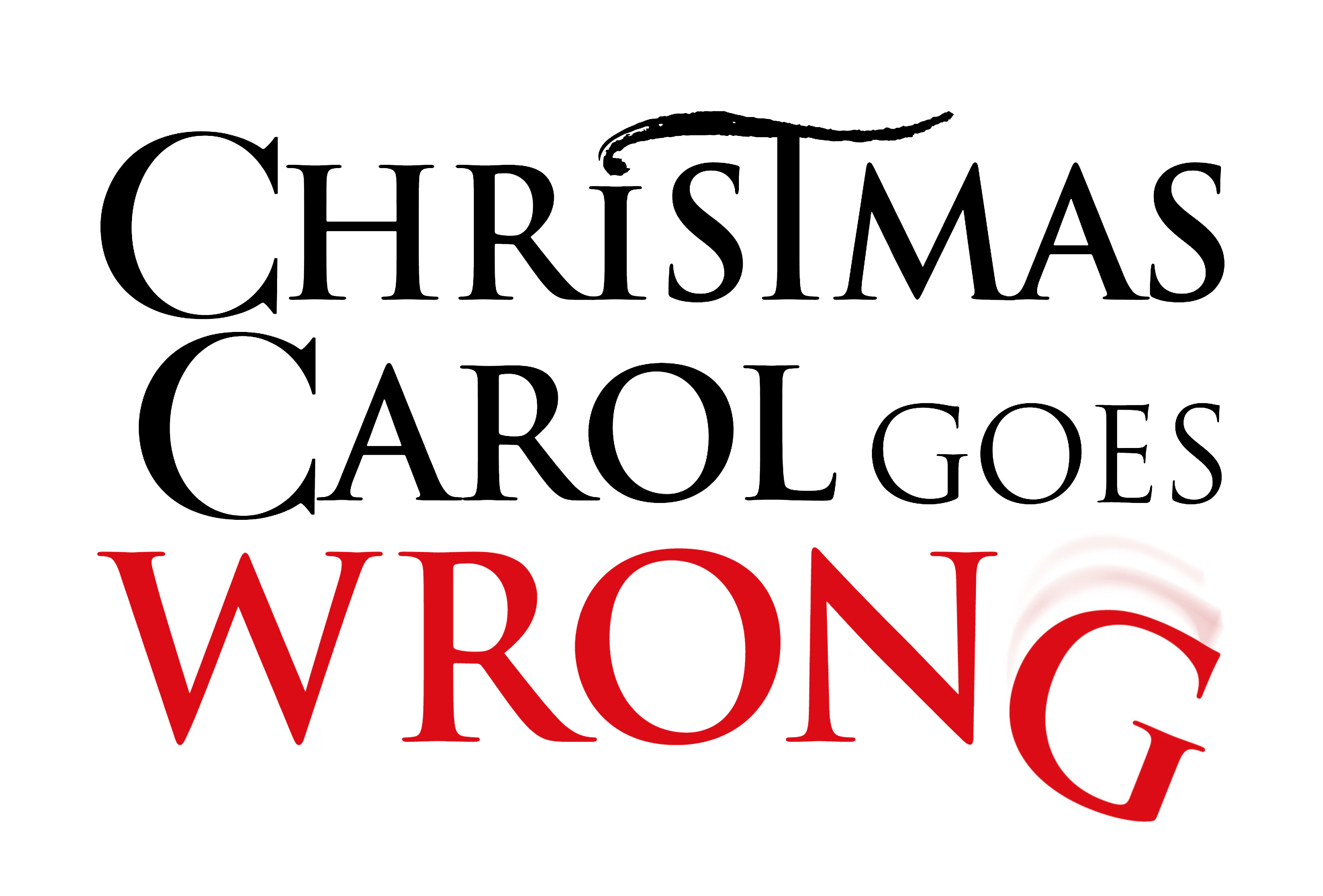 Logo for 'A Christmas Carol Goes Wrong', featuring the title in stylized typography with the word 'WRONG' in bold red letters.